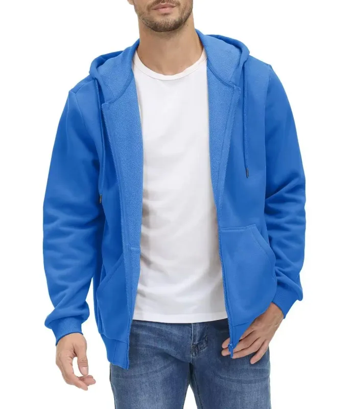 Big Pockets Fleece Lining Hoodies Mens Hooded Coats Full Zip Up Casual Hoodie Jackets Athlete Running Hiking Sportswear — image 11
