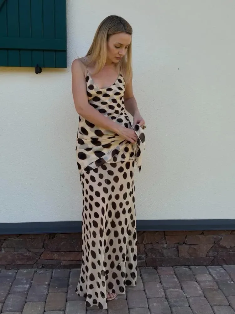 Trendy Slip Dress Animal Print V-neck Ruched Drawstring Sexy Maxi Women Dresses Beach Vacation Stylish Retro Summer Party Outfit