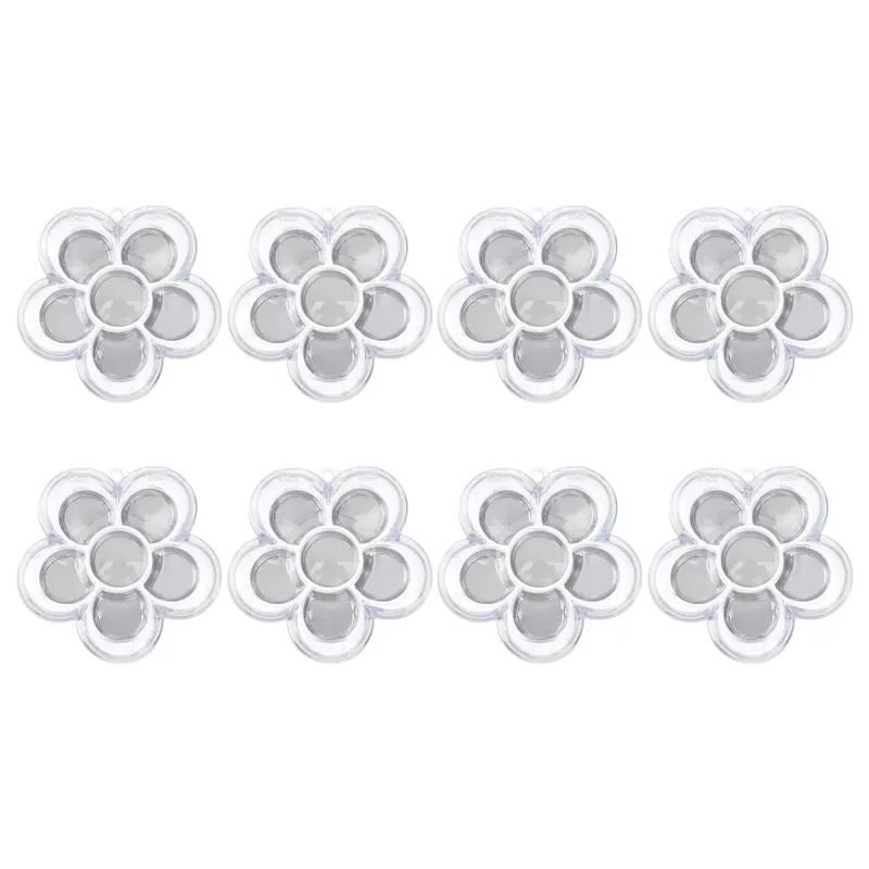 8Pcs Six-Compartment Plum Blossom Sub Box Simple Elegant Makeup Storage Box for Concealer Eyeshadow Lipstick Blusher Brow Powder