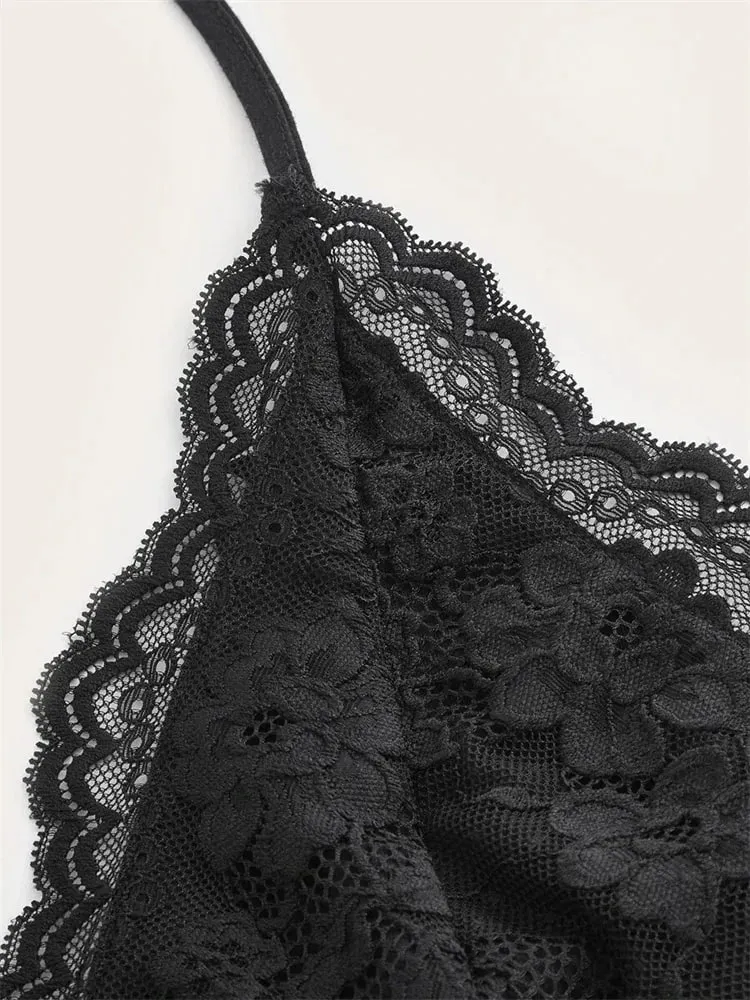 Goth Grunge Punk Black Lace Patchwork Halter Top Women Summer Solid Ruched Backless Sleeveless Tank Top Streetwear Y2K Clothes — image 5