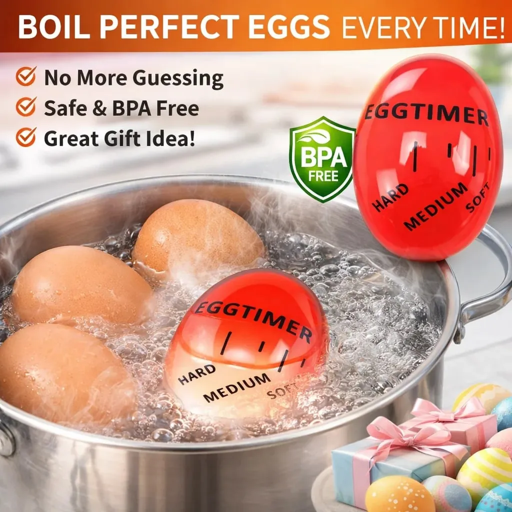 Egg Timer&Alarm Clock for Kitchen - Perfect Soft/Medium/Hard Boiled Eggs Decorative Cooking Tool with 3-Stage Doneness Indicator — image 1