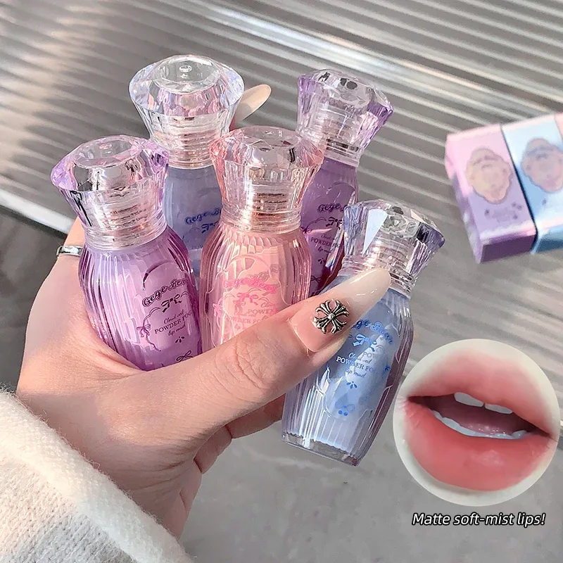 Gegebear powder lip mud matte lips low saturation white lipstick natural color no cup lasting makeup without fading