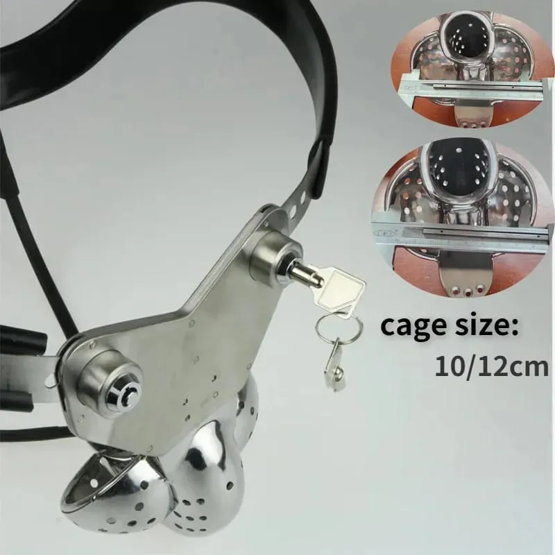 Cinto de castidade masculino de aço inoxidável, gaiola de pau, bloqueio emcc, cinto de castidade de metal ajustável, produtos adultos, brinquedo sexual para homens