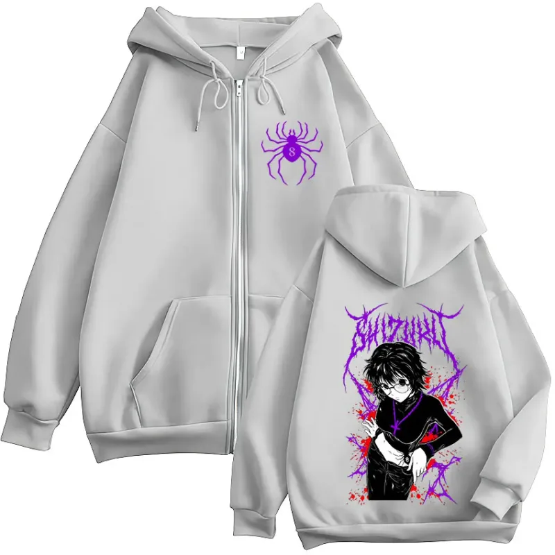 Anime Hunter X Hunter Shizuku Murasaki Zipper Hoodies Men's Women Clothing Oversized Fleece Zip Up Hooded Sweatshirts Streetwear