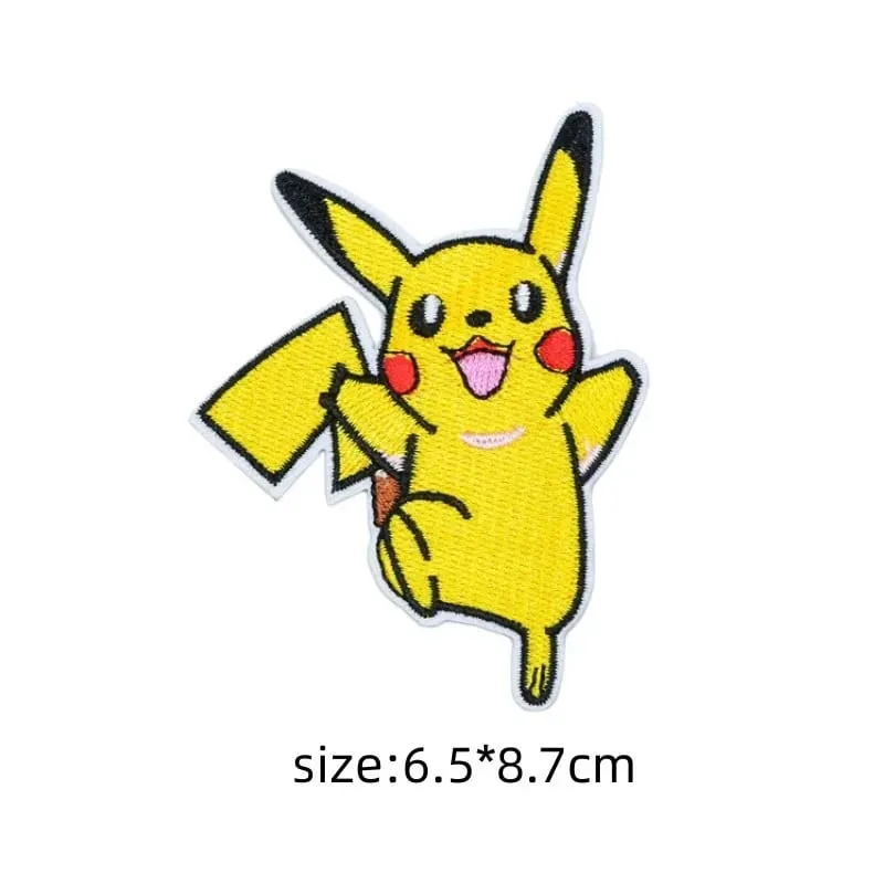 30 Style Cloth Patch Pikachu Charizard Clothes Stickers Sew on Embroidery Patches Applique Iron on Clothing Cartoon DIY Garment
