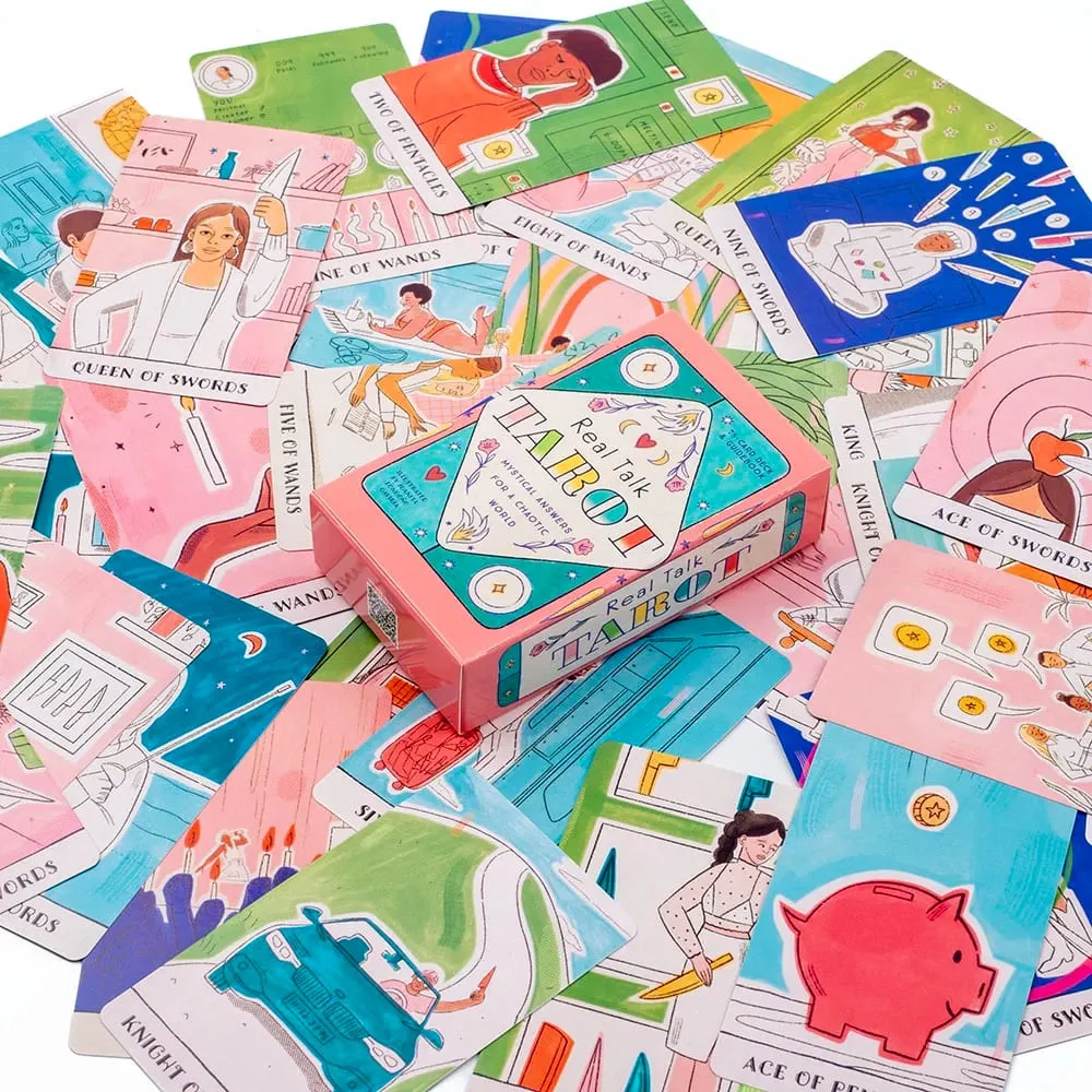 Real Talk Tarot Fortune Telling Divination Deck Game with 78 Cards & Guidebook Modern Illustrations Family Party Fun Board Game