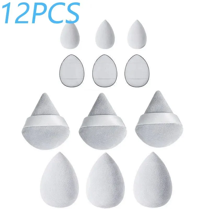 Solid Color 12PCS Makeup Sponge Set Loose Powder and Finger Catching Thumb Puff Cotton Mini Powders Puffs Soft Makeups Eggs Set