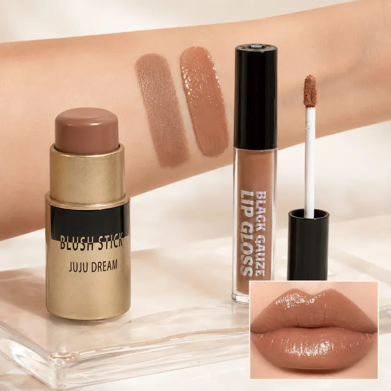 Lipstick Blush Makeup Set Moisturizing Lip Gloss Liquid Blush High Pigment Long Lasting Nude Makeup — image 6