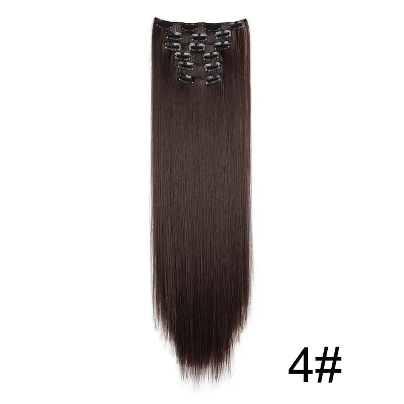 24Inch Synthetic 6pcs/set Long Straight Clip-in Hair Extension Heat Resistant Fiber Hair for Women Hair Accessories — image 12
