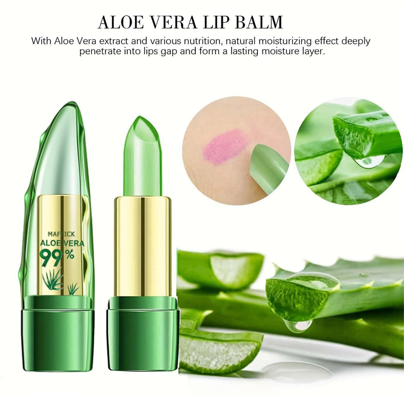 Aloe Vera Warm Change Lipstick for Long-Lasting Lip Protection Moisturizing and Color Changing Magical Color Change