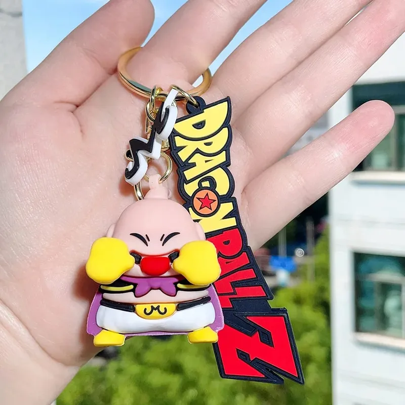 Anime Dragon Ball Keychain PVC Cartoon Cartoon Figure Trunks Son Goku Piccolo Buu Vegeta Figures Key Chain Keyring Bag Decor
