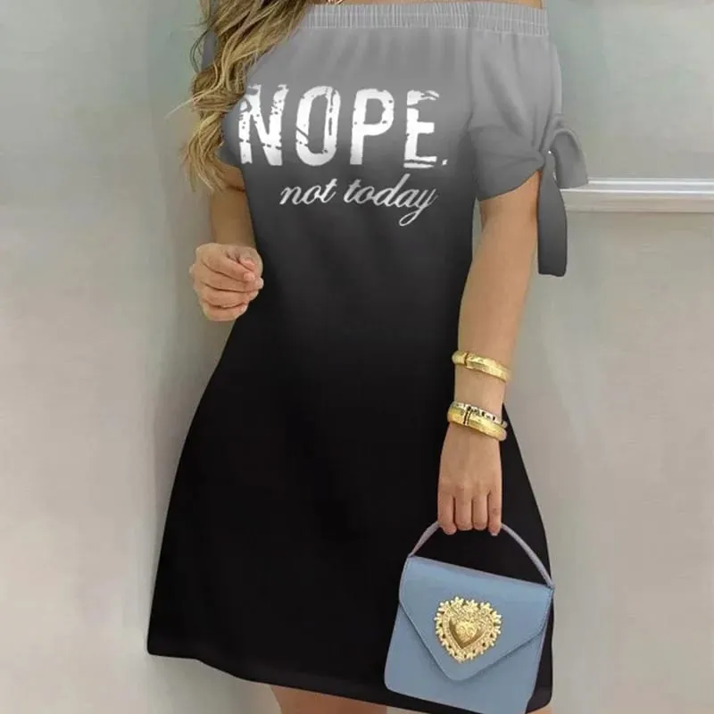 Women Off Shoulder Mini Dress Summer Sexy Short Sleeve Bow Tie Striped Floral Print Dresses Fashion Casual Loose Dress