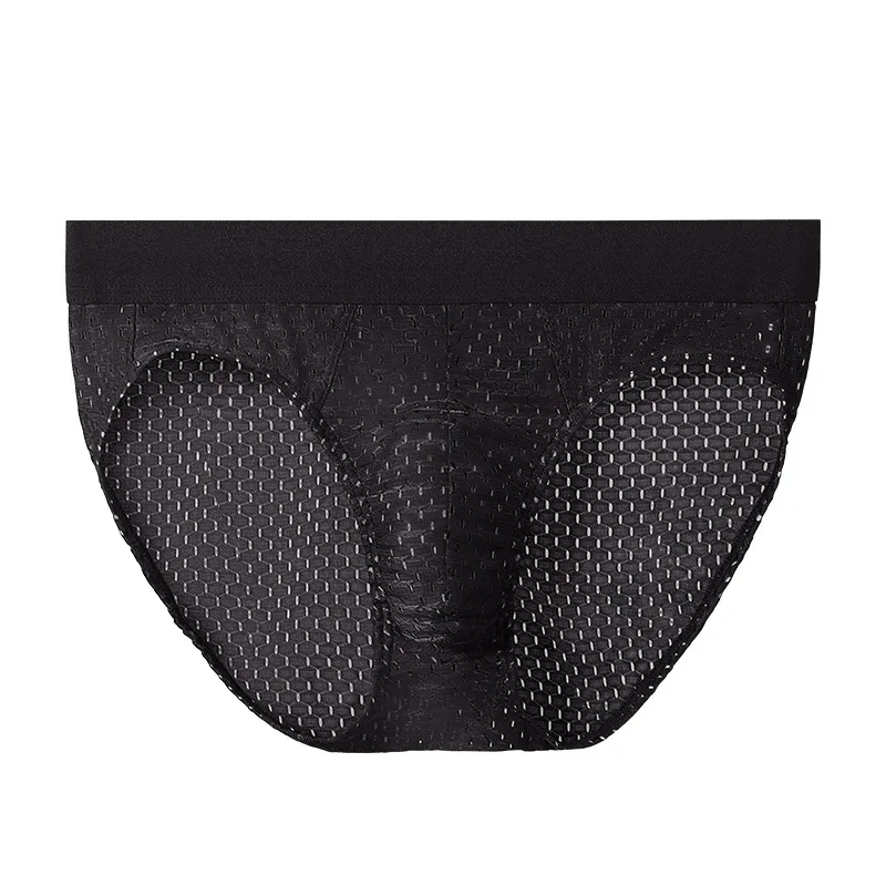 Ice Silk Sexy Underwear Men's Low-Waist Antibacterial Briefs Summer Thin Mesh Breathable Shorts Boys' Underwear