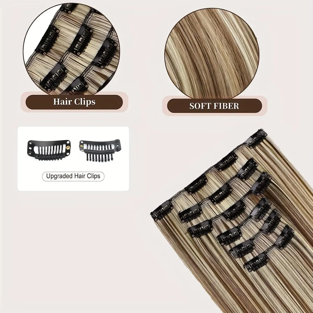 Clip In Hair Extensions Hair Extensions Thick Long Lace Weft Lightweight Synthetic Hairpieces For Women Chocolate Brown With Go — image 6