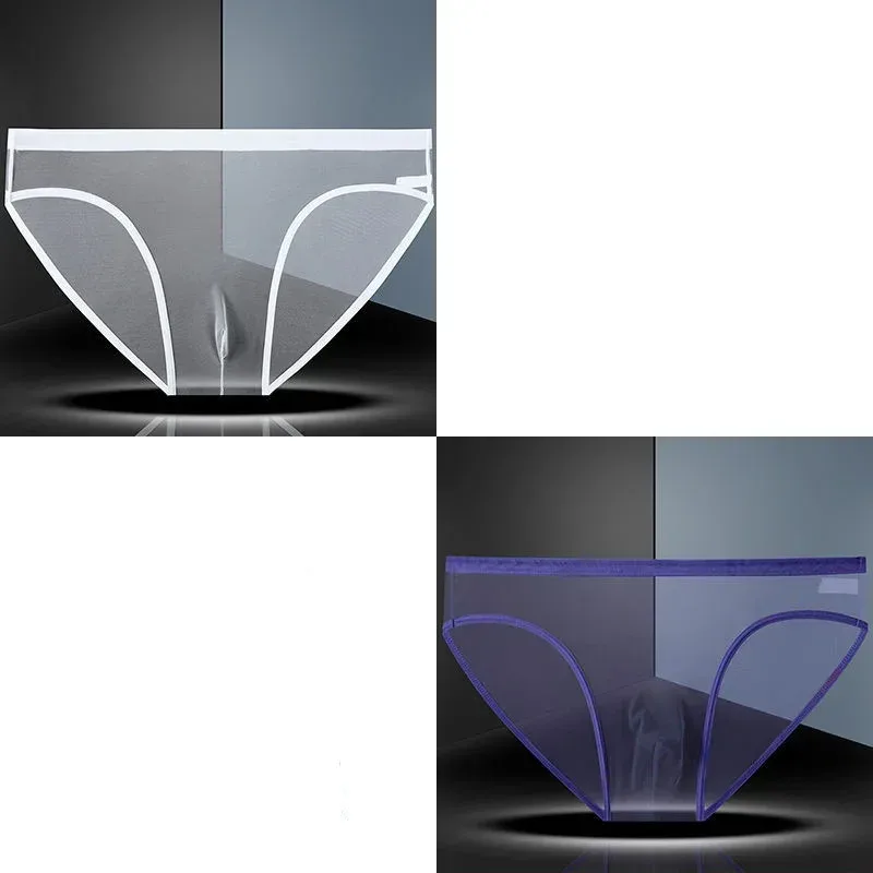 Transparent Underwear Hot Man Pants Ultra-thin Perspective Mid-rise Male Mesh Slips Homme Panties Plus Size — image 25