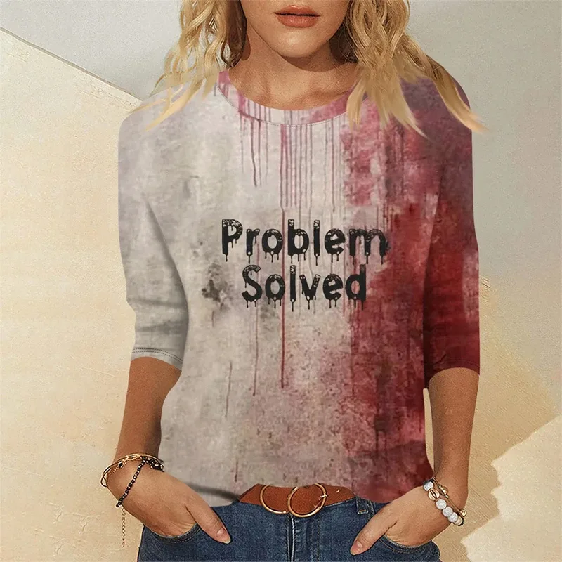 Terror Blood Graphic Sweatshirts Halloween Party Design Female Clothes I'm Fine Bloody Women Sweater Horror Ladies Y2k Pullovers