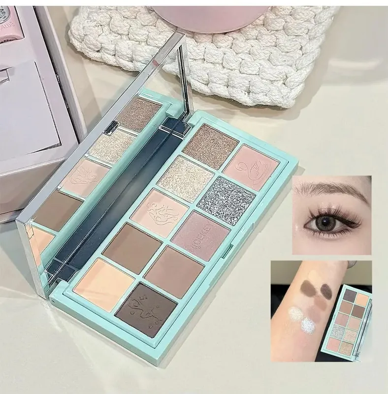 Makeup Kit Include 4 Matte Lipgloss 1 Face Blusher 1 Pressed Powder 1 Eyesshadow Palette 1 Contour Palette With Necklace