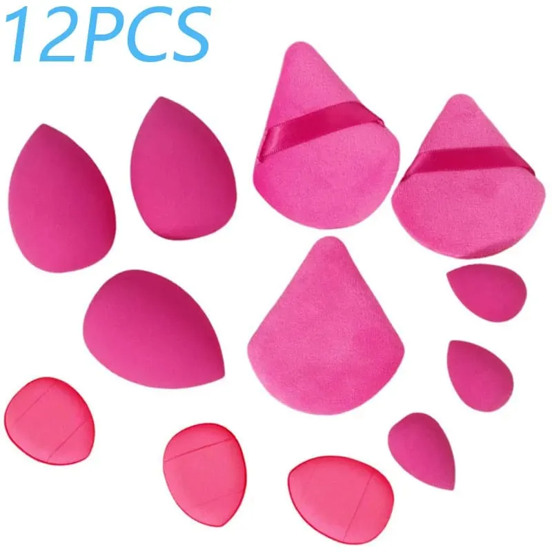 Solid Color 12PCS Makeup Sponge Set Loose Powder and Finger Catching Thumb Puff Cotton Mini Powders Puffs Soft Makeups Eggs Set