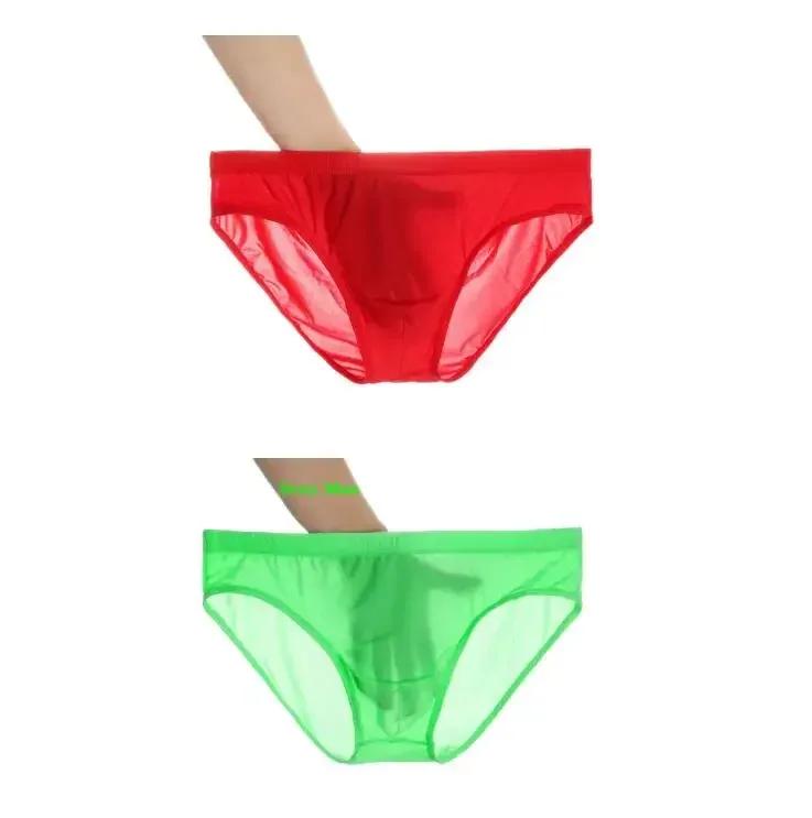 2 pçs ultra fino cuecas de seda gelo masculino plus size M-4XL cor sólida juventude translúcido cintura baixa respirável sexy calcinha masculina
