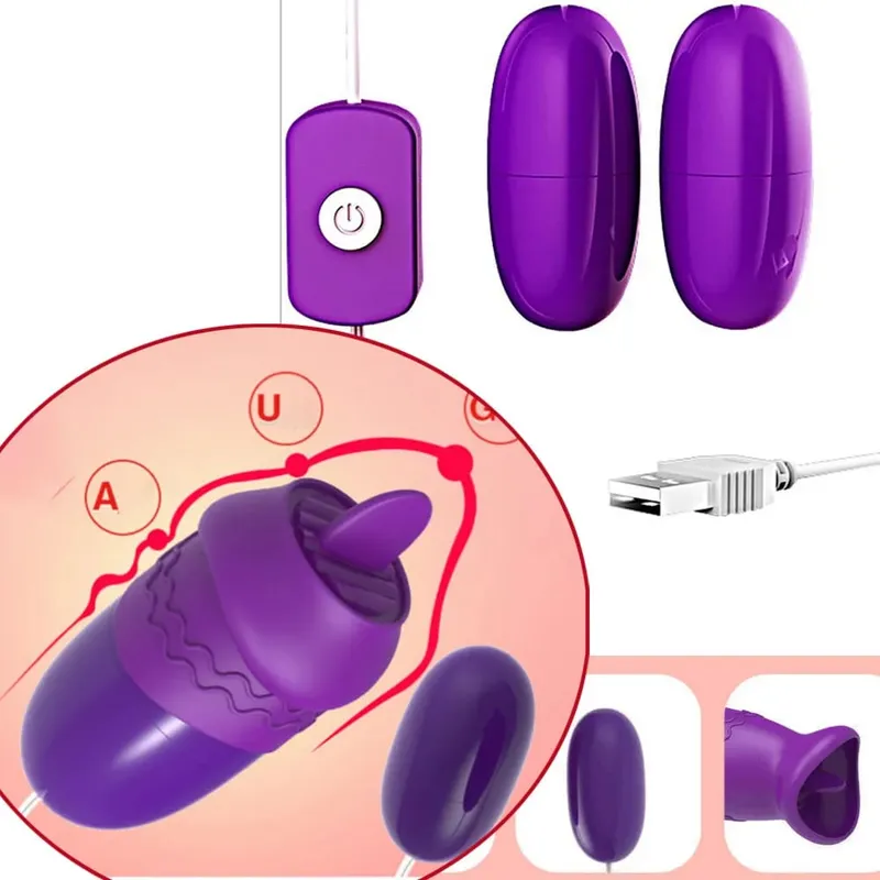 Multifunkční vibrátor Clitoral G-Spot Tongue Clitoris 2 Jump Egg USB Power Bullet Dálkové ovládání Vibrační sexuální hračky pro ženy