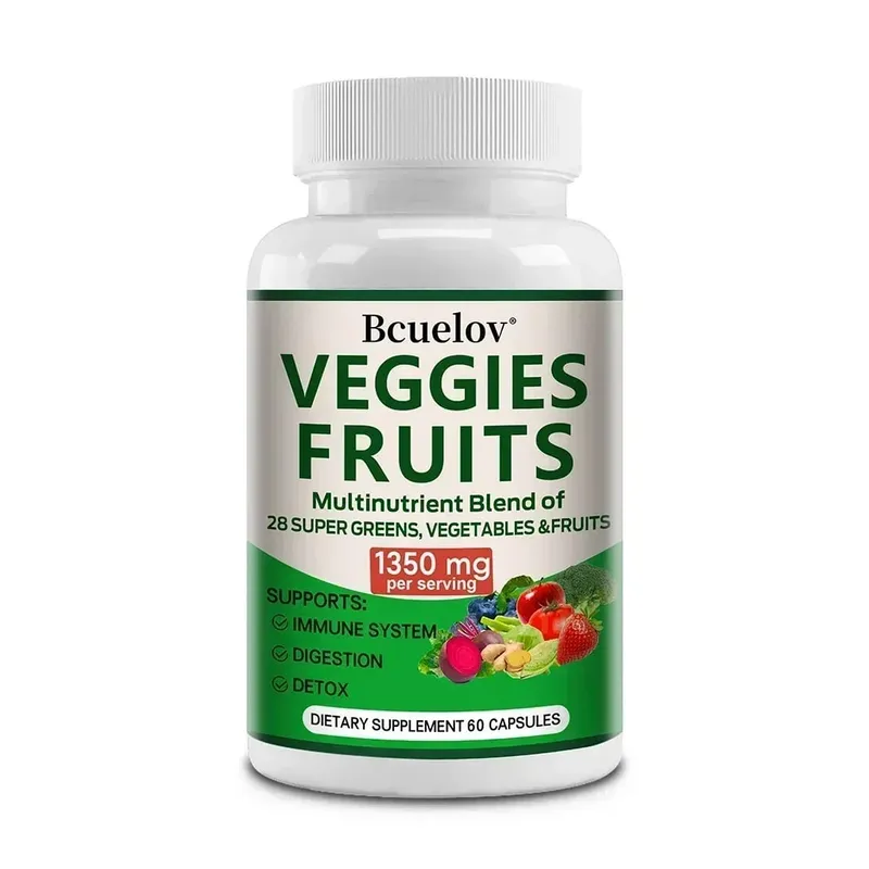 1350mg Fruit and Vegetable Supplement - 28 Complex Nutrients - Boosts Digestion Detoxification and Immune Support