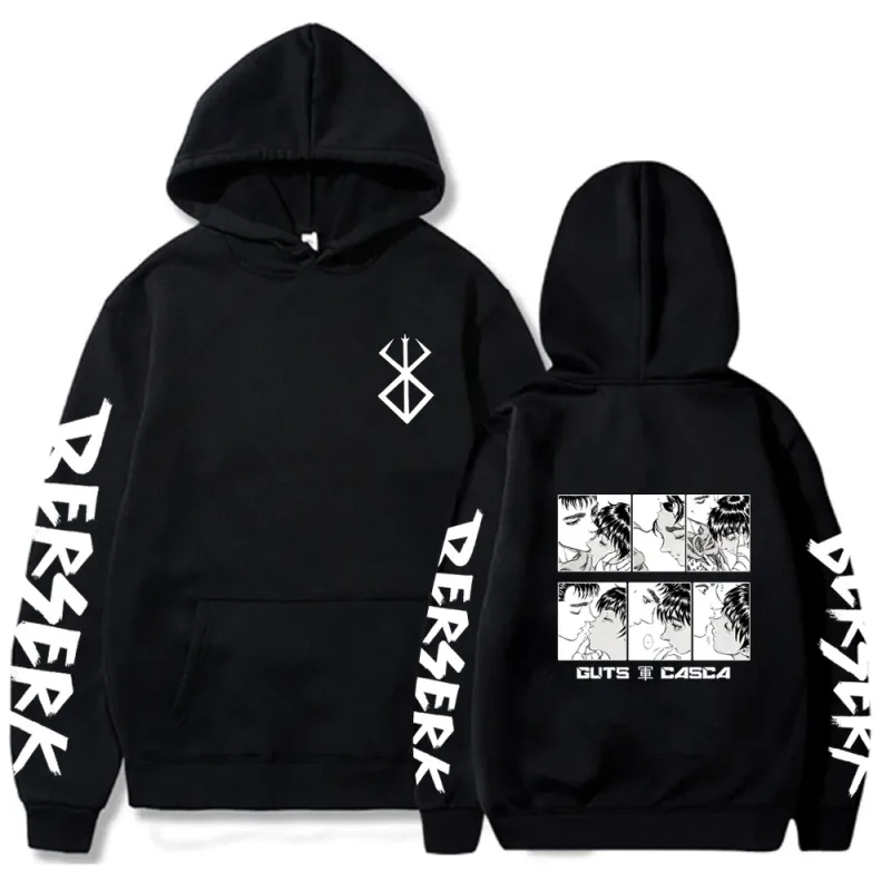 Berserk 拉鍊連帽衫男款長袖運動衫抓絨超大外套外套有趣 Berserk 日本動漫街頭服飾