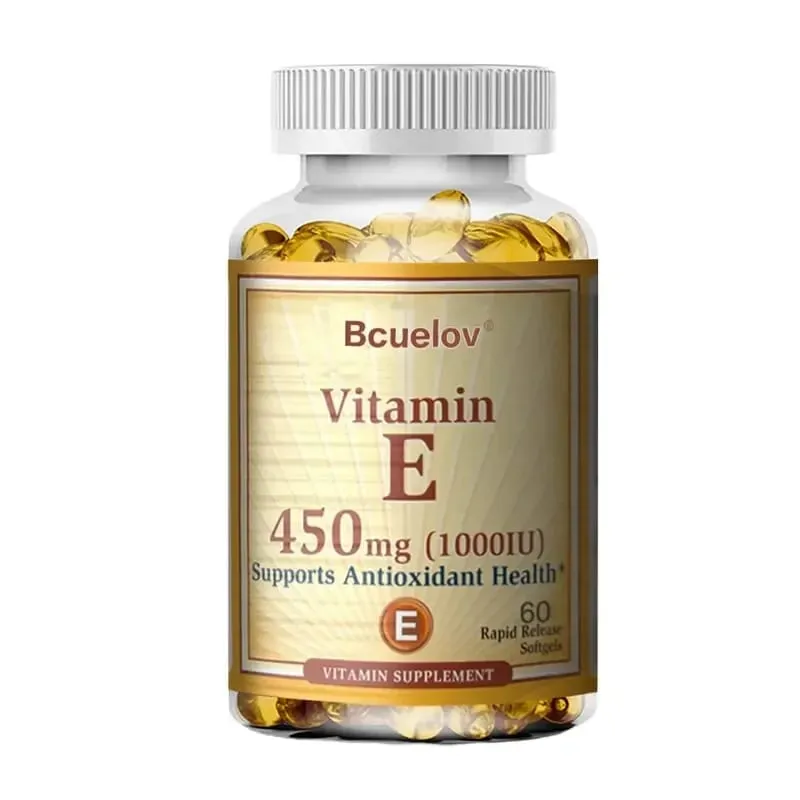 Campuran Bcuelov Vitamin E 450MG (1000 IU) Mendukung Sistem Kekebalan Tubuh & Nutrisi Kulit - Antioksidan Alami - Bebas Gluten & Susu