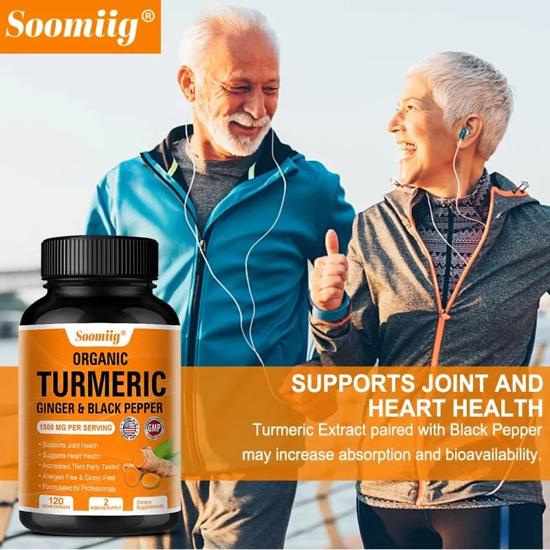 Turmeric Curcumin Capsules - with Black Pepper 95% Curcumin Complex - for Joint Digestive & Immune Support Supplement — image 6