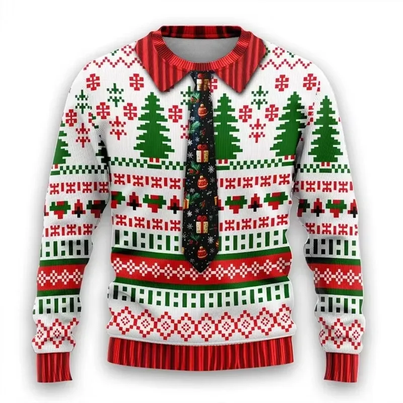 Moda 2026 feio camisola de natal engraçado natal gráfico moletom papai noel cosplay pullovers menino crewneck poliéster agasalho