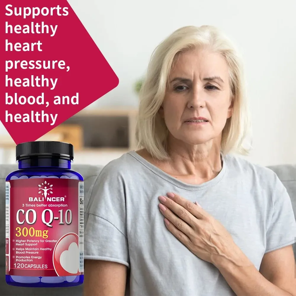 CoQ10 300mg Capsules - Highly Absorbable Antioxidant Cardiovascular Heart Energy Support Vegan Non-GMO Gluten-Free
