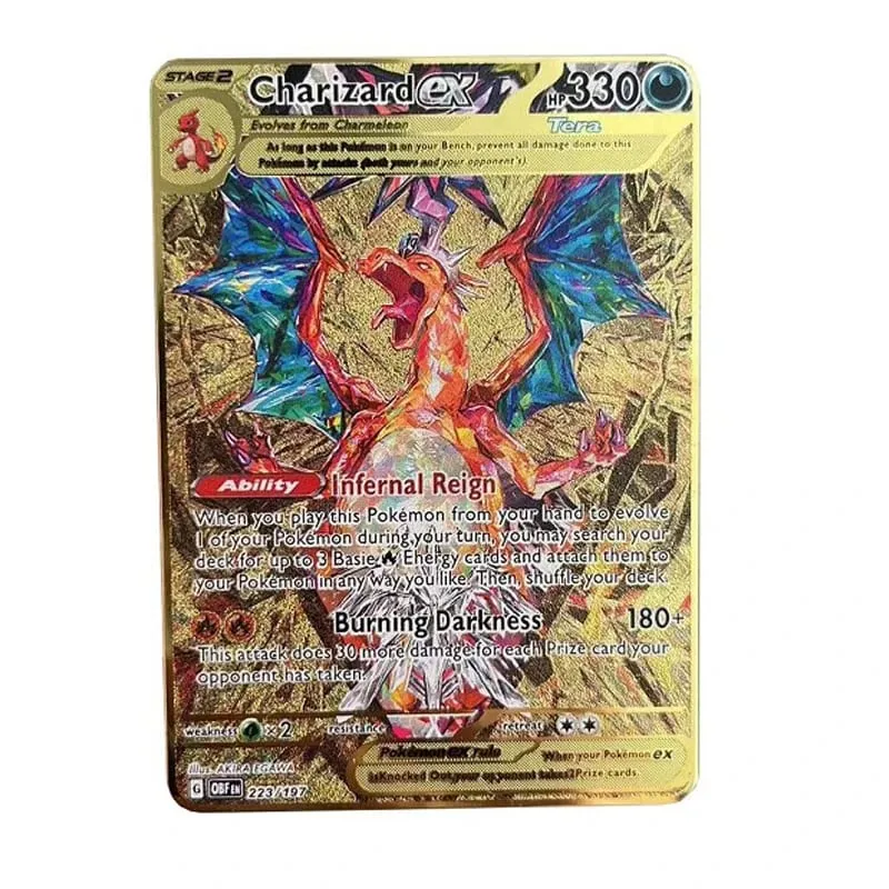 Skvělá NOVÁ Pokemon Metal Card 10000 bodů Arceus Charizard Super Card Anglický Mewtwo Lucario Greninja Lillie Anime karty