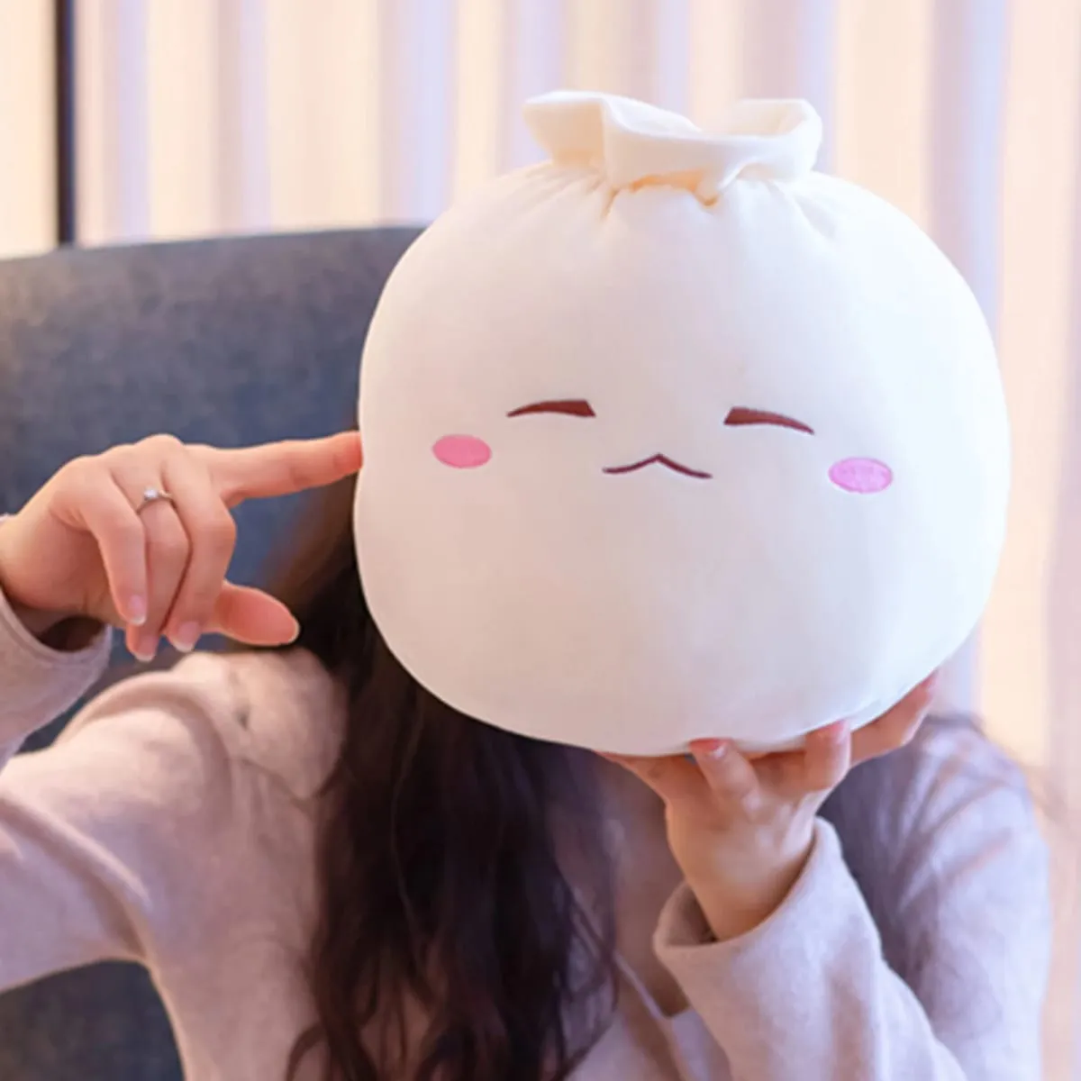 Stuffed Plush Cartoon Dumpling Plush Pillow for Car Room Office Dumpling Plush Pillow Toy Sofa Pillow Soft Back Cushion Ornament