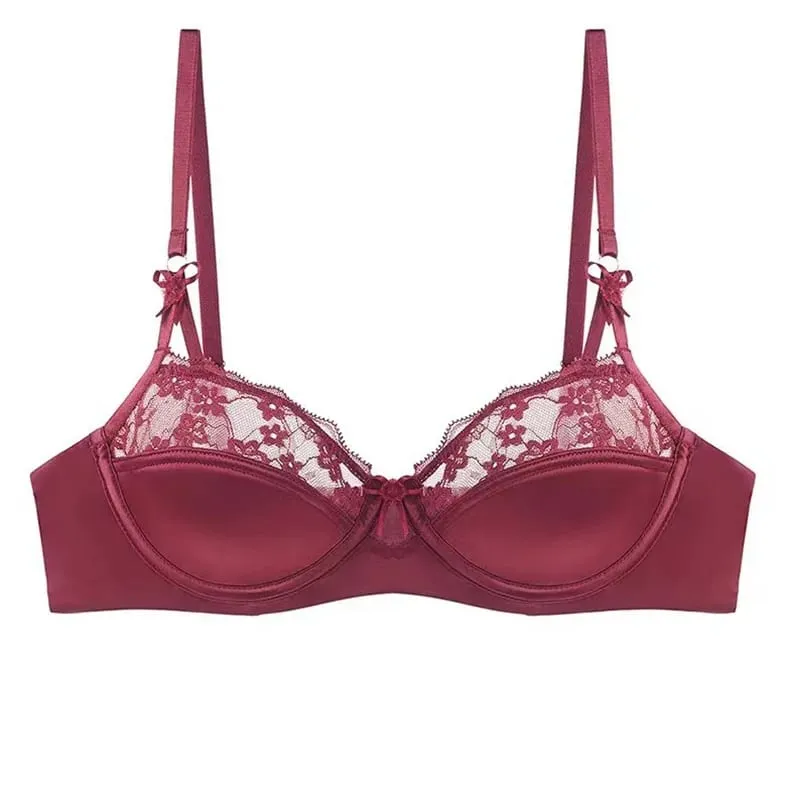 Early Spring Teen Girls Pure Desire Lingerie Set U-Back Soft Support Satin Stitch Lace Comfort Underwear Anti-Sag for Youth