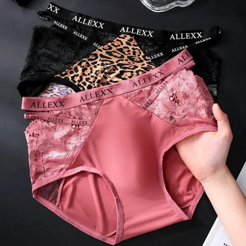 Celana Dalam Wanita untuk Pria Celana Dalam Pinggang Berongga Renda Seksi Celana Dalam Kantong Cembung U Bersirkulasi Pakaian Dalam Sambungan Sutra Es Renda Lembut
