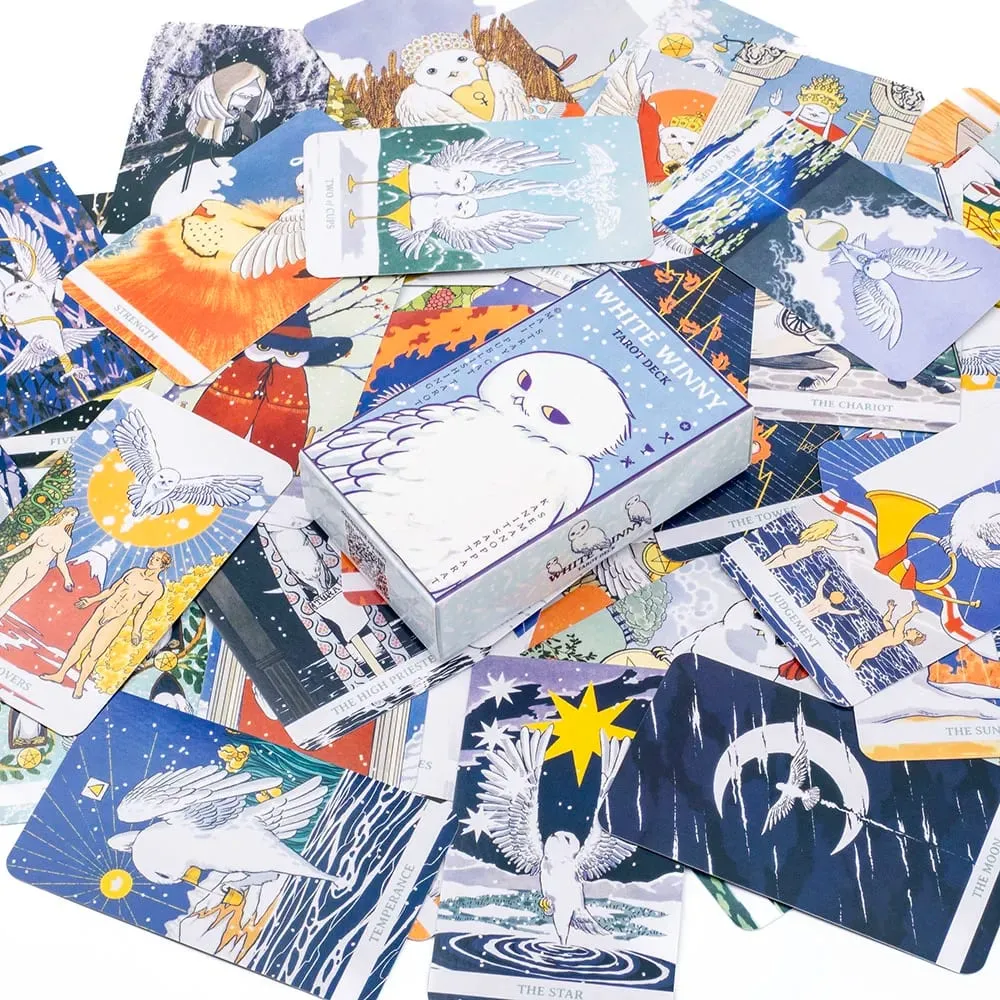 White Winny Tarot Fortune Telling Divination 80 Cards Deck & PDF Guidebook for Intuitive Readings & Self Discovery Board Game