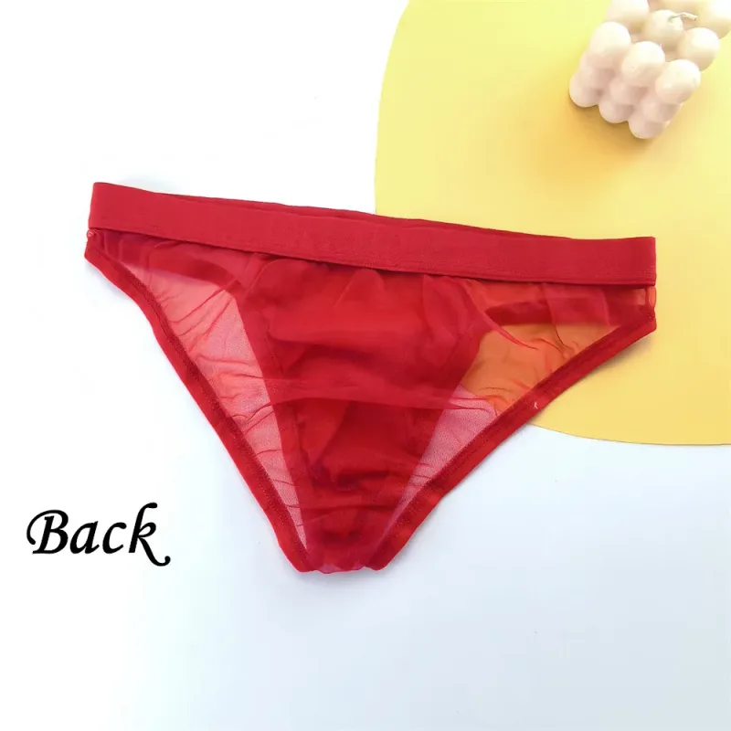 Cuecas masculinas de seda de cetim brilhante sexy cuecas de malha transparente calcinha masculina respirável de secagem rápida