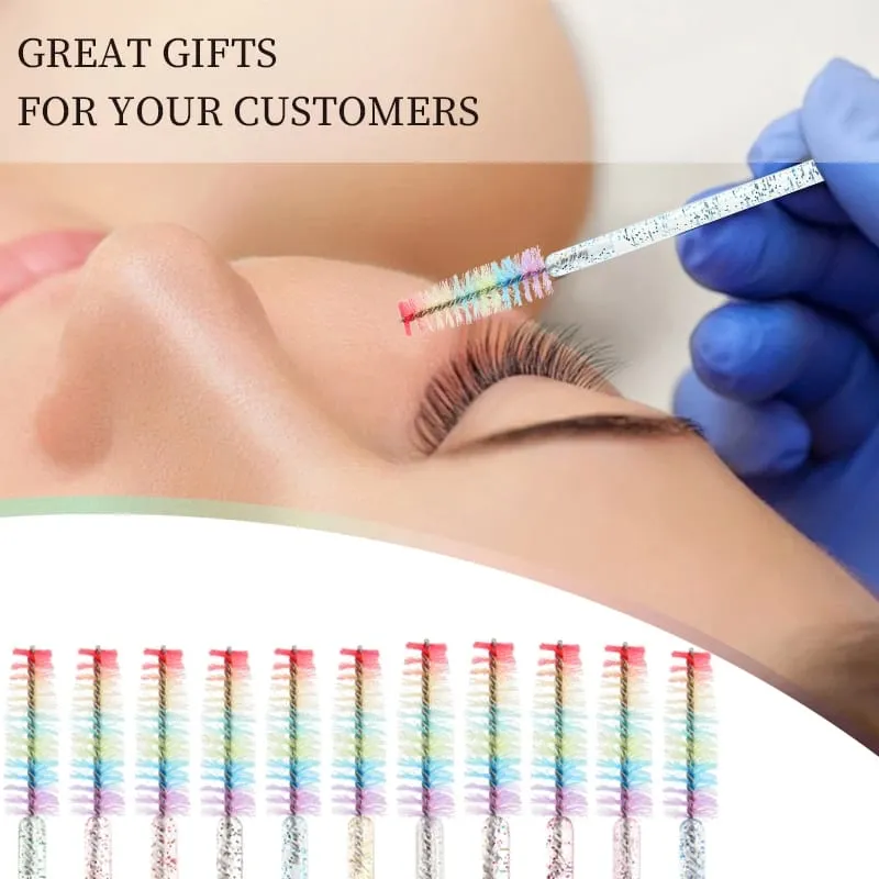 50pcs Disposable Crystal Eyelash Brush Lash Extension Makeup Brushes Mascara Wand Applicator Eyebrow Comb Rainbow Microbrush — image 3