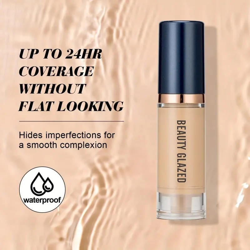 3Pcs Face Makeup Set Matte Long Lasting Waterproof Liquid Foundation+Primer+Puff — image 4