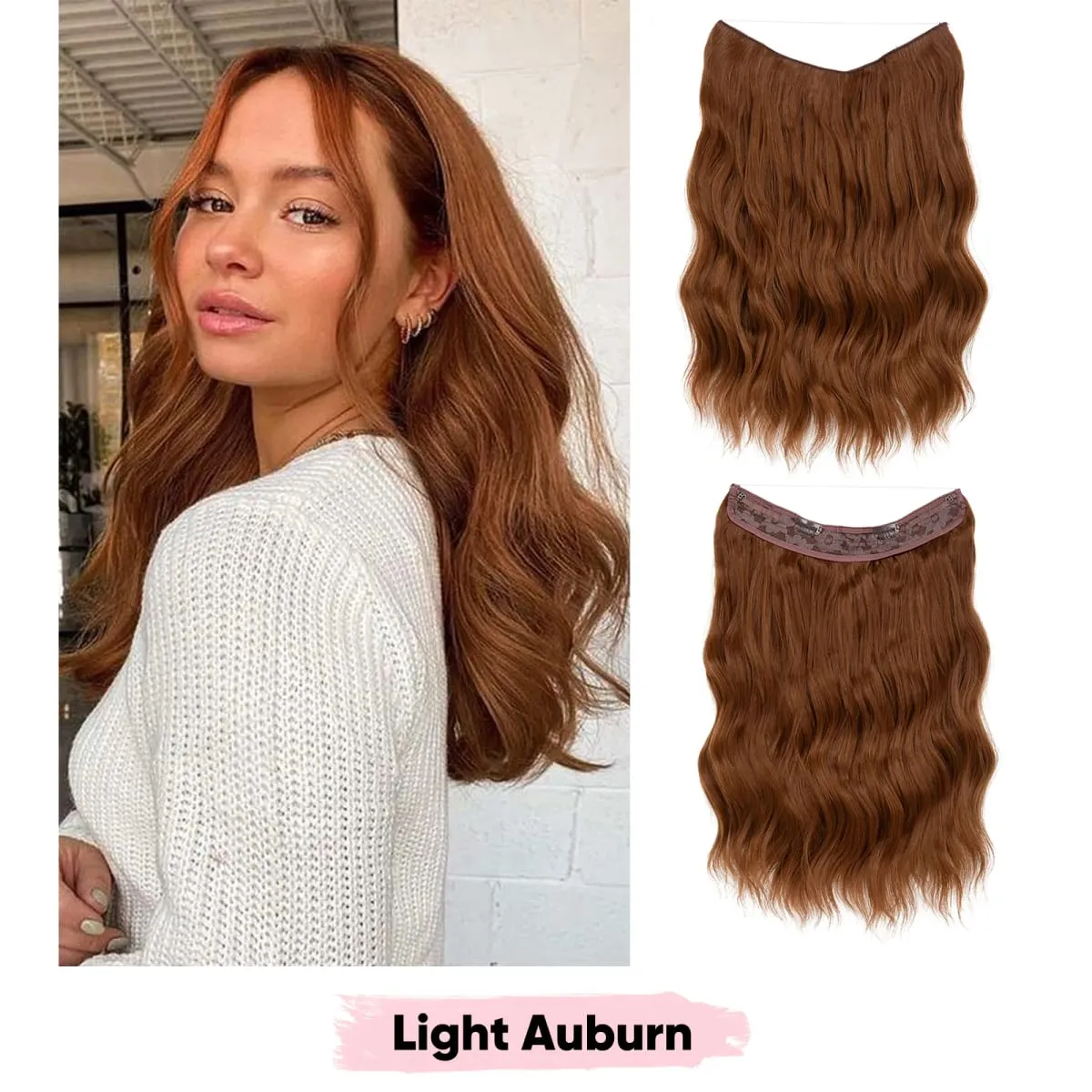 Synthetic Wave Invisible Wire Clip in Hair Extensions Fish Line With Clips Hairpiece Ombre Fake Hair Piece For Woman