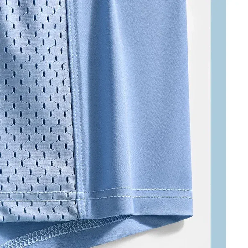 Boxer da uomo comodi e morbidi in seta ghiacciata da 1 pezzo, intimo da uomo a contrasto, costume da bagno elastico comodo e traspirante in rete