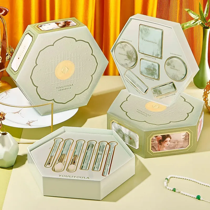 Ancient Charm Fresh Breeze Makeup Set Cosmetics Full Set Chinese Style Makeup Gift Box Holiday Gift with Makeup Brush Set