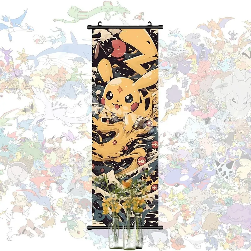 Printed Poster Anime Wall Artwork Gengar Pictures Charizard Painting Canvas Pikachu Hanging Scrolls Home Room Decor