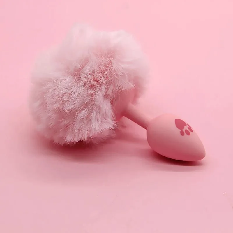Soft Rabbit Long Tail Metal Anal Stopper SM Rabbit Tail Butt Plug Anal Sex Toys Prostate Massager Anus Sex Products for Men