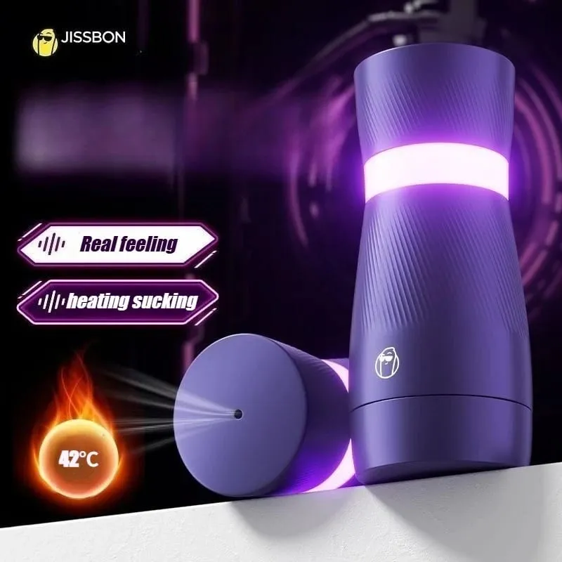 Jissbon 吸引オナホールカップインテリジェント加熱 7 スピード振動リアルプッシーストローカーピストンフェラ大人のおもちゃ男性用