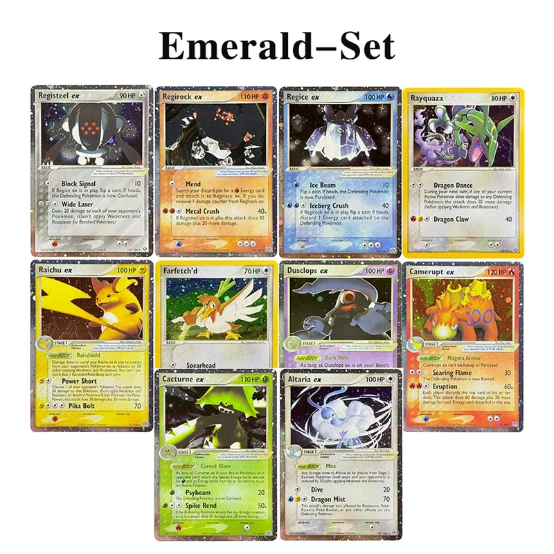 บัตรพร็อกซี โฮโลแกรม Emerald Cacturne Rayquaza ตำนานที่ซ่อนอยู่ Kyogre Crystal Guardians Alakazam Star Flareon Metagross
