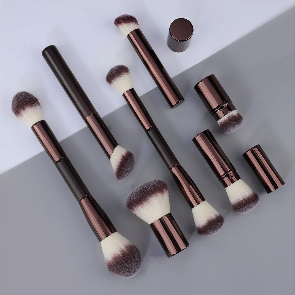 7PCS Makeup Brushes Set Double Head Foundation Brush Face Contour Sculpting Makeup Tool Soft Fluffy Loose Powder Brush