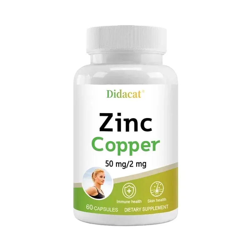 Zinc and Copper Dietary Supplement 120 Capsules Mineral and Antioxidant Supplement Immunity and Mood Supports Skin Health