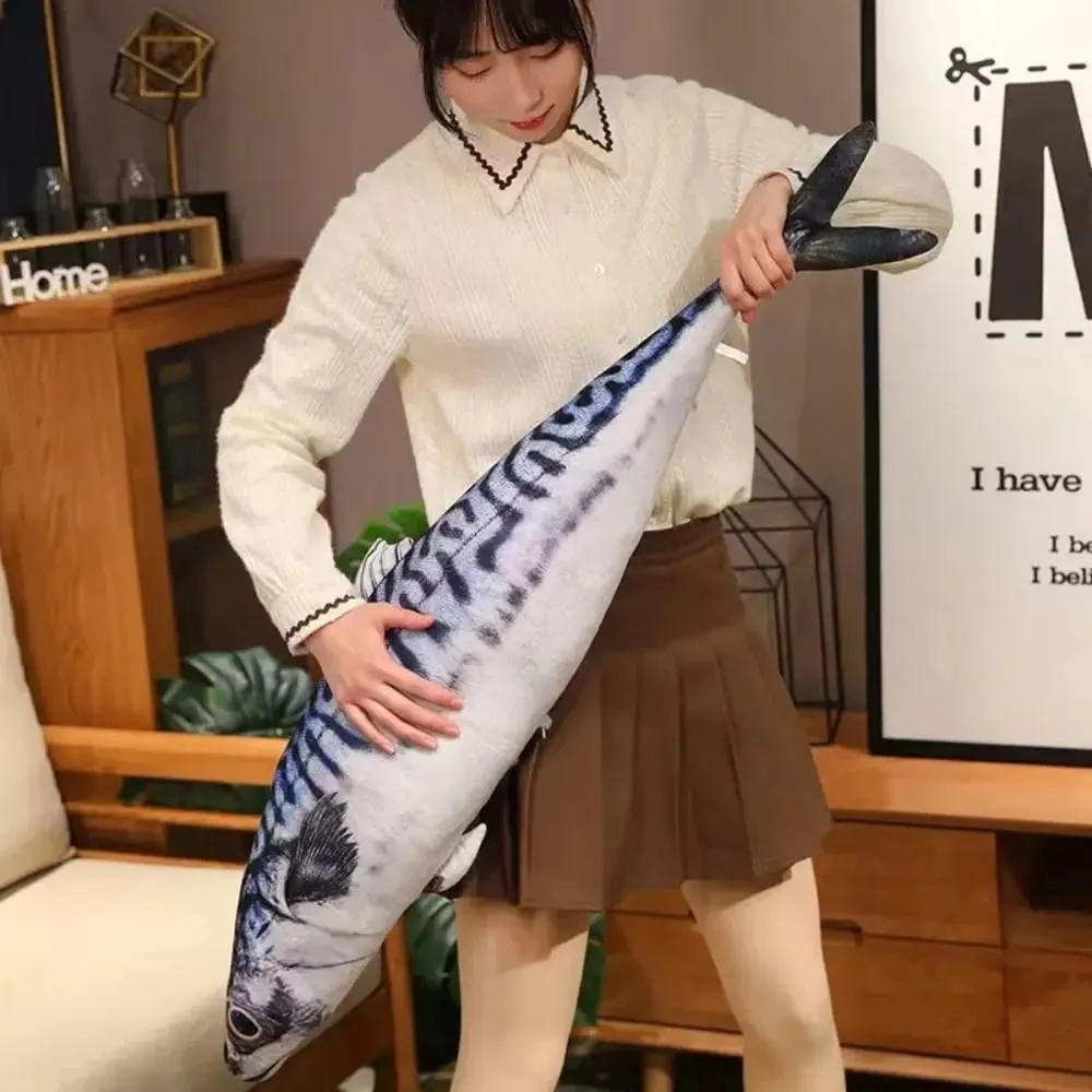PP Cotton Simulation Sea Fish Stuffed Soft Sea Fish Stuffed Saury Salmon Fish Sleeping Pillow Girls Chrismas Gift