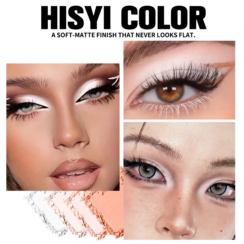 White Eyeshadow Palette Matte Shimmer Highlighter Waterproof Long Lasting Brightening Eye Makeup for Cut Crease