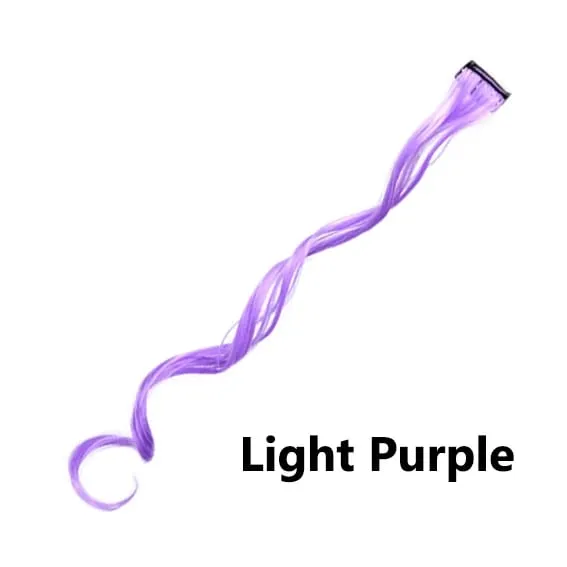 12 Colors Straight Curly Hair Synthetic Hairpieces Clip-In One Piece Pure Color Synthetic Hair Extension Pieces
